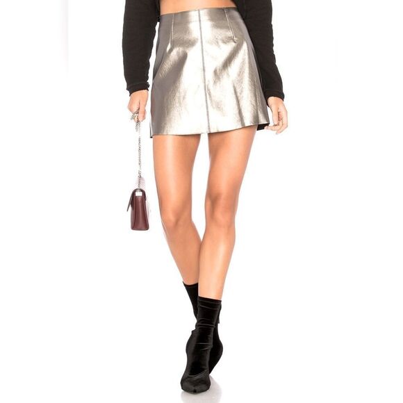 XS Bailey 44 Metallic Grey or Silver “Chew The Scenery” Mini Skirt Stretch Sexy - Picture 1 of 6